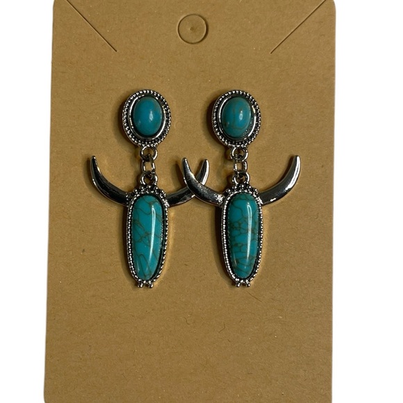 NWT 3 for $20 Silver & Turquoise Steer Head Western Earrings “you pick 3” - Picture 2 of 5
